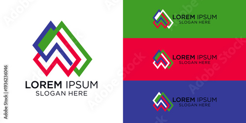 Eye-catching logo designs featuring geometric shapes in vibrant colors, perfect for businesses seeking a modern and creative brand identity