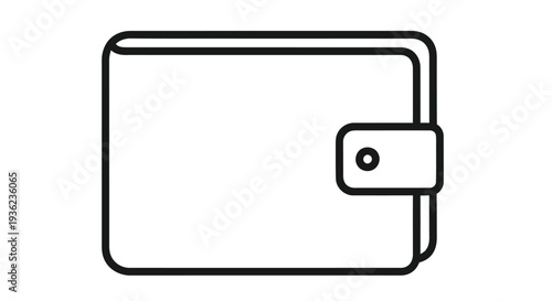 Simple line drawing of a closed black wallet with a button closure