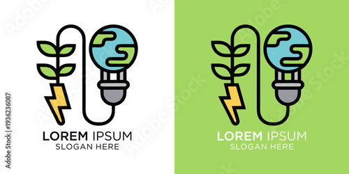 Discover the power of eco friendly business concepts with this vibrant illustration of a green globe light bulb, symbolizing sustainable innovation and growth, perfect for presentations, reports, and 