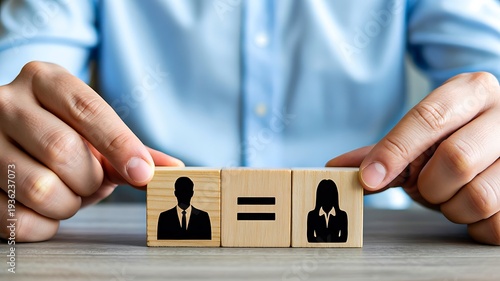 Gender equality concept with business icons representing equal opportunity