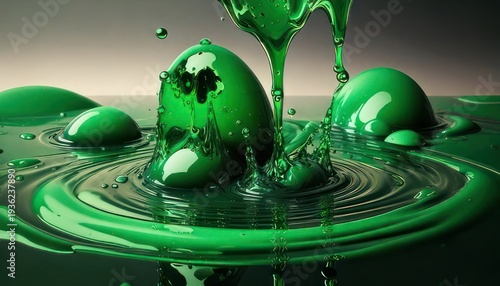 Green Liquid Splash - A Vibrant Display of Fluid Dynamics.