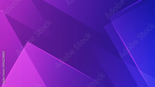 Deep purple and blue gradient background with sharp overlapping geometric glass layers