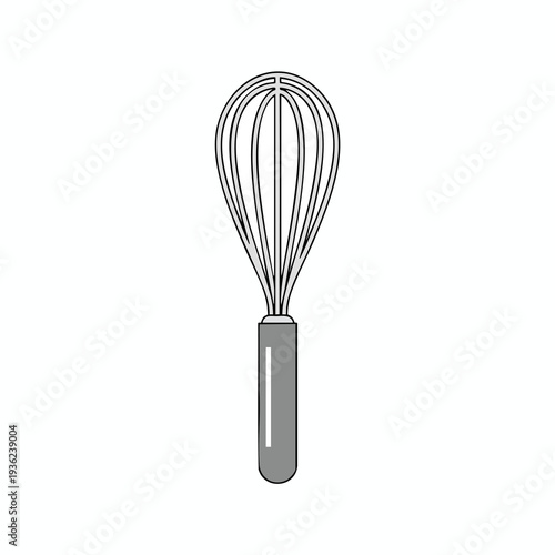 Minimalist Line Art of a Handheld Whisk for Baking and Cooking