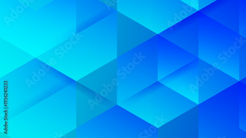Professional blue and cyan isometric hexagon shapes for corporate technology and digital design