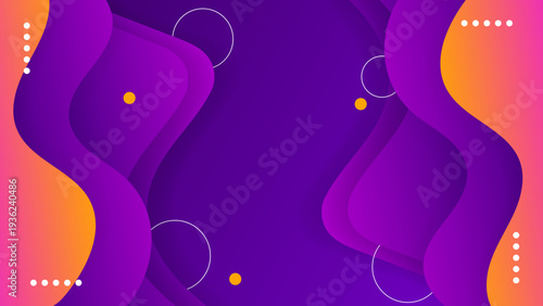 Stylish purple and orange abstract background with organic wave patterns and fluid layered design