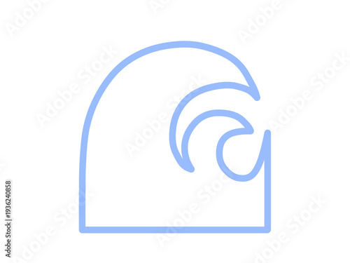 津波アイコン　シンプル　ブルー