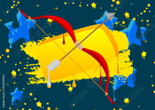 Ancient arrow graffiti. Abstract modern street art decoration performed in urban painting style.