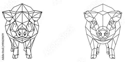 Geometric illustration of rhinoceros with low poly art style, wildlife, animal, nature, mammal