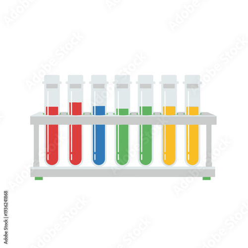 Test Tubes Rack with Colorful Liquids - Science Laboratory Equipment