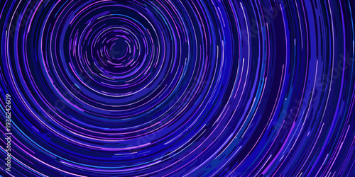 Hypnotic swirling vortex of vibrant blue and purple light streaks