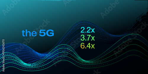 Abstract 5g network illustration with wave patterns and data points