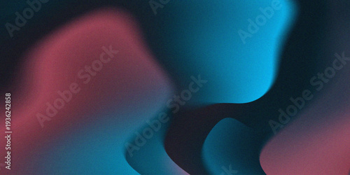 Abstract holographic blue and purple liquid wave shapes banner.