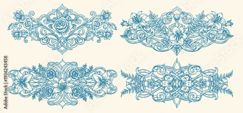 Ornate vintage frames and scroll elements. Classic calligraphy swirls, swashes, floral motifs. Good for greeting cards, wedding invitations, restaurant menu, royal certificates and graphic design.