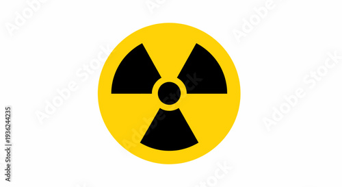 Yellow Radiation Warning Sign on White Background