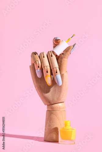 Wooden hand with press-on n...