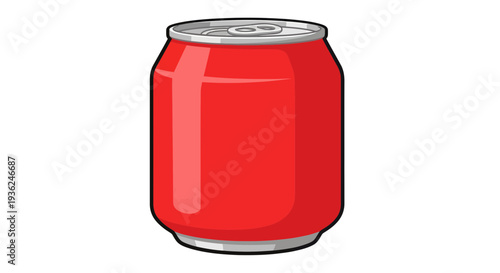 Red Soda Can Image, Vector Illustration, Refreshing Beverage Concept
