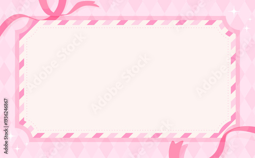 パステルピンクのかわいいチケットフレーム_横