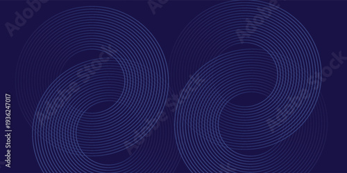 Abstract glowing geometric lines on dark background. Elegant shiny blue rounded lines pattern. Modern futuristic graphic. Suit for poster, banner, brochure, eps10