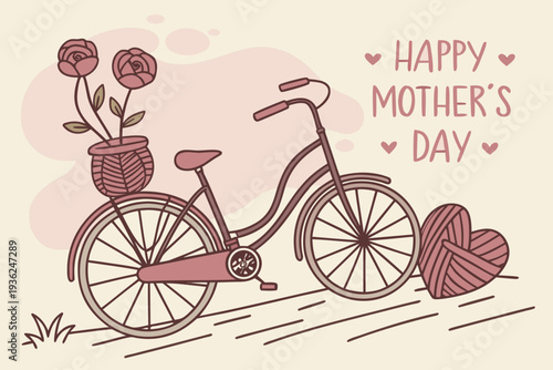 vintage bicycle with pink flowers