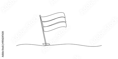 A simple line art illustration of a flag on a pole, possibly representing a goal or achievement Vector, illustration