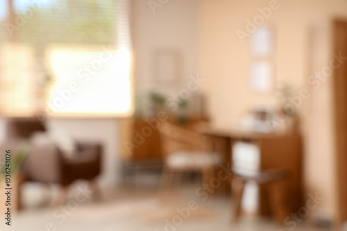 Blurred view of office with...