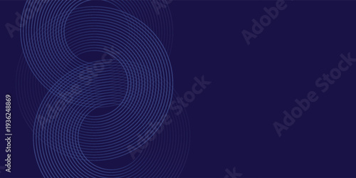 Abstract glowing geometric lines on dark background. Elegant shiny blue rounded lines pattern. Modern futuristic graphic. Suit for poster, banner, brochure, eps10