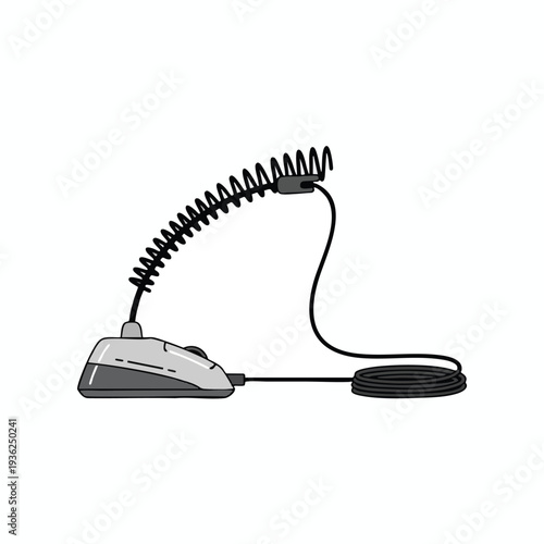 Vintage Ironing Appliance with Power Cord on a White Background