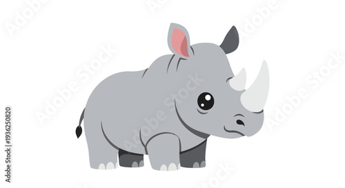 Rhino Vector Illustration, Cartoon Style Graphic for Wildlife and Nature Projects
