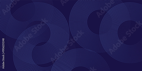 Abstract glowing geometric lines on dark background. Elegant shiny blue rounded lines pattern. Modern futuristic graphic. Suit for poster, banner, brochure, eps10