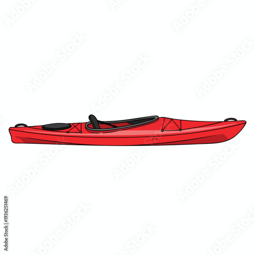Red Kayak on Calm Water for Adventure and Recreation