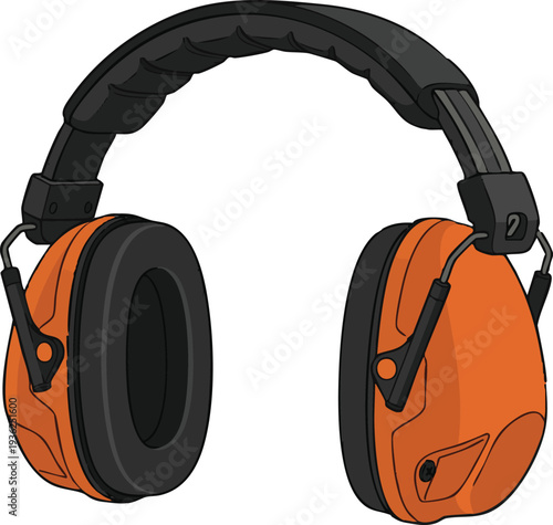 Protect your hearing with these bright orange industrial earmuffs for noise reduction and safety