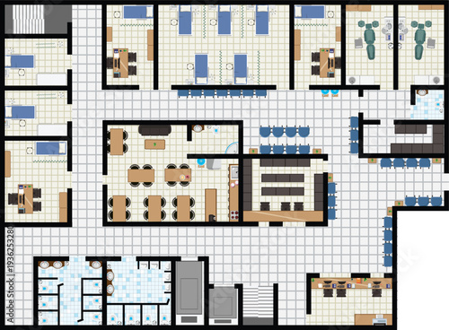 Modern Hospital Floor Plan Architecture Interior Design Reception Doctors Room Medical Help Vector