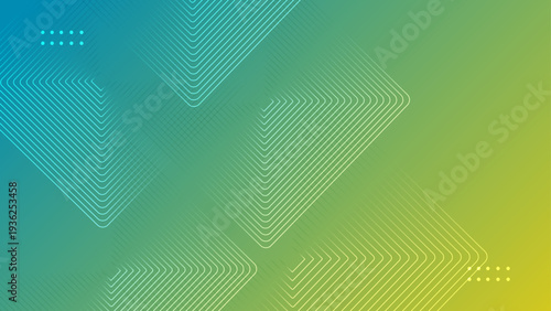 Fresh cyan and yellow gradient background with modern geometric rhombus patterns and soft light dots