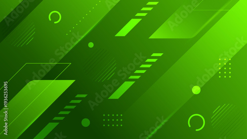 Clean green abstract background featuring diagonal bars and circular accents perfect for sustainability and tech-themed projects