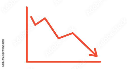 Graph showing a declining trend with a red line on a simple chart