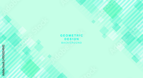 斜線と四角で組み合わせた緑色の幾何学的な背景素材