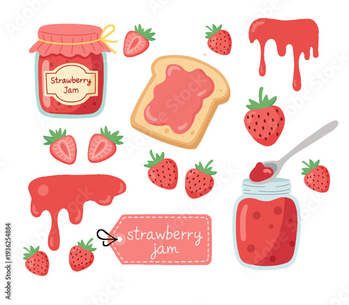 Strawberry Jam and Fresh Fruit Elements Set