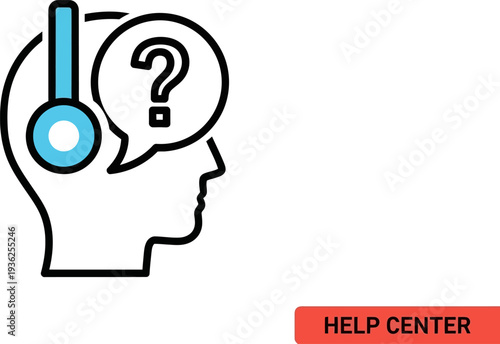 Help center icon with question mark and headset