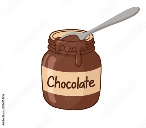 Chocolate Spread Jar with Spoon Illustration