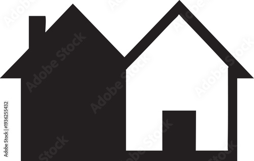 Minimalist House Icon Set with Solid and Outline Style on Transparent Background
