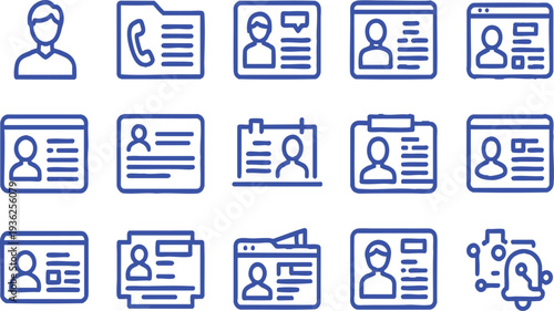 Personal Information and User Profile Linear Icon Set on Transparent Background