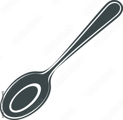 Tablespoon black and white vector on white background.