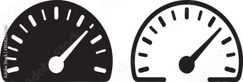 Speedometer and Tachometer Gauge Vector Icons Isolated on Transparent Background