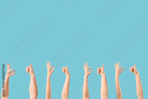 Many hands showing OK and t...