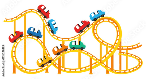 Roller coaster image, vector illustration, amusement park concept, fun ride design