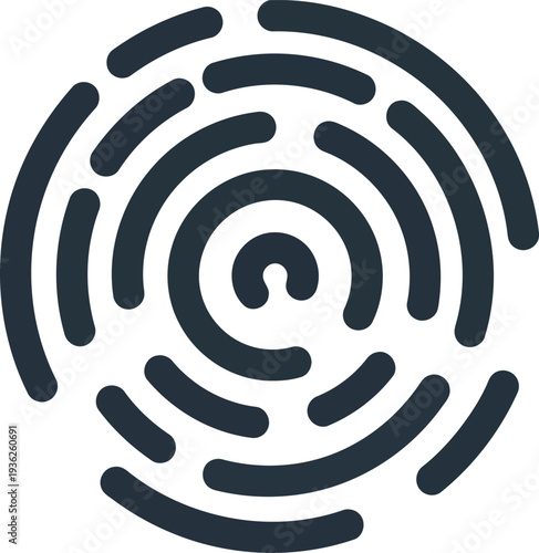 Minimalist Black Fingerprint Icon for Security, Identification, and Biometric Authentication