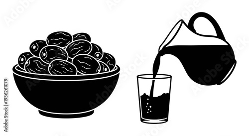 Traditional blackberry harvest and fresh juice preparation from whole berries Vector, illustration