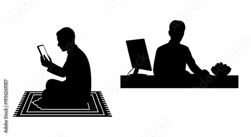 Modern work and leisure activities in contrasting environments Vector, illustration