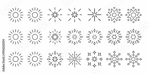 Collection of diverse linear snowflake illustrations in a repeating pattern