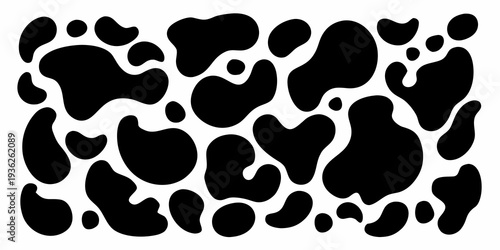Abstract black and white pattern resembling cow hide spots